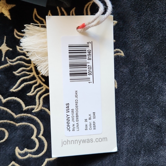 **HP**Nwt Johnny Was Luna Embroidered Velvet Jeans - Picture 14 of 14